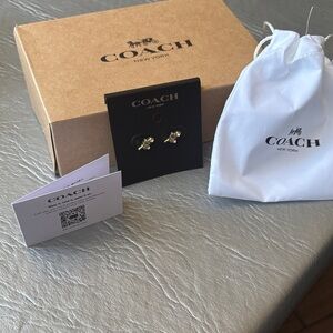 Coach Gold Floral Stud Earrings